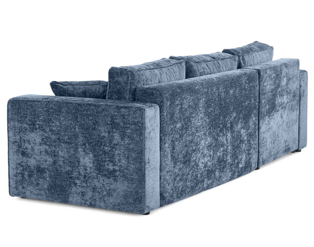 Canapé d'angle réversible 4 places convertible avec coffre en velours à relief texturé Topaze