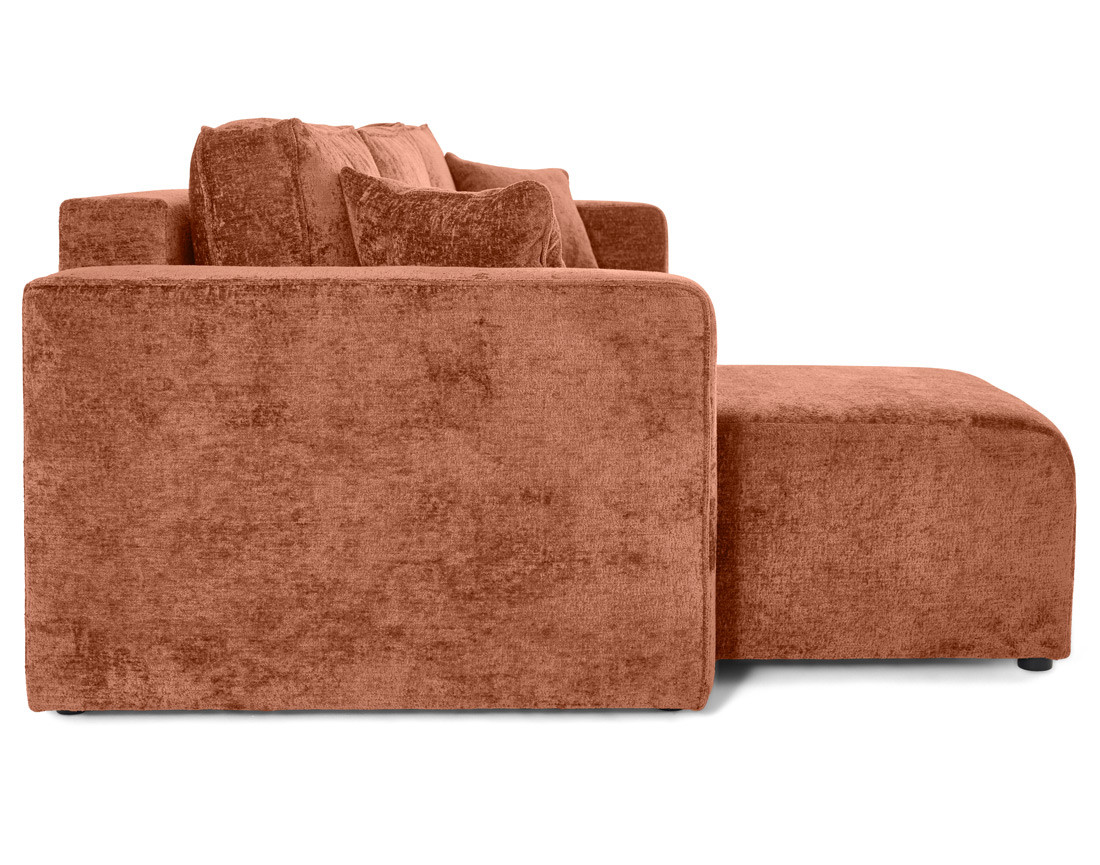 Canapé d'angle réversible 4 places convertible avec coffre en velours à relief texturé Topaze