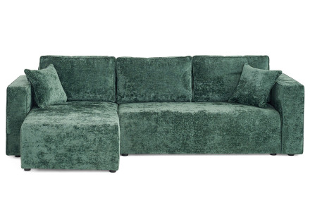 Canapé d'angle réversible 4 places convertible avec coffre en velours à relief texturé Topaze