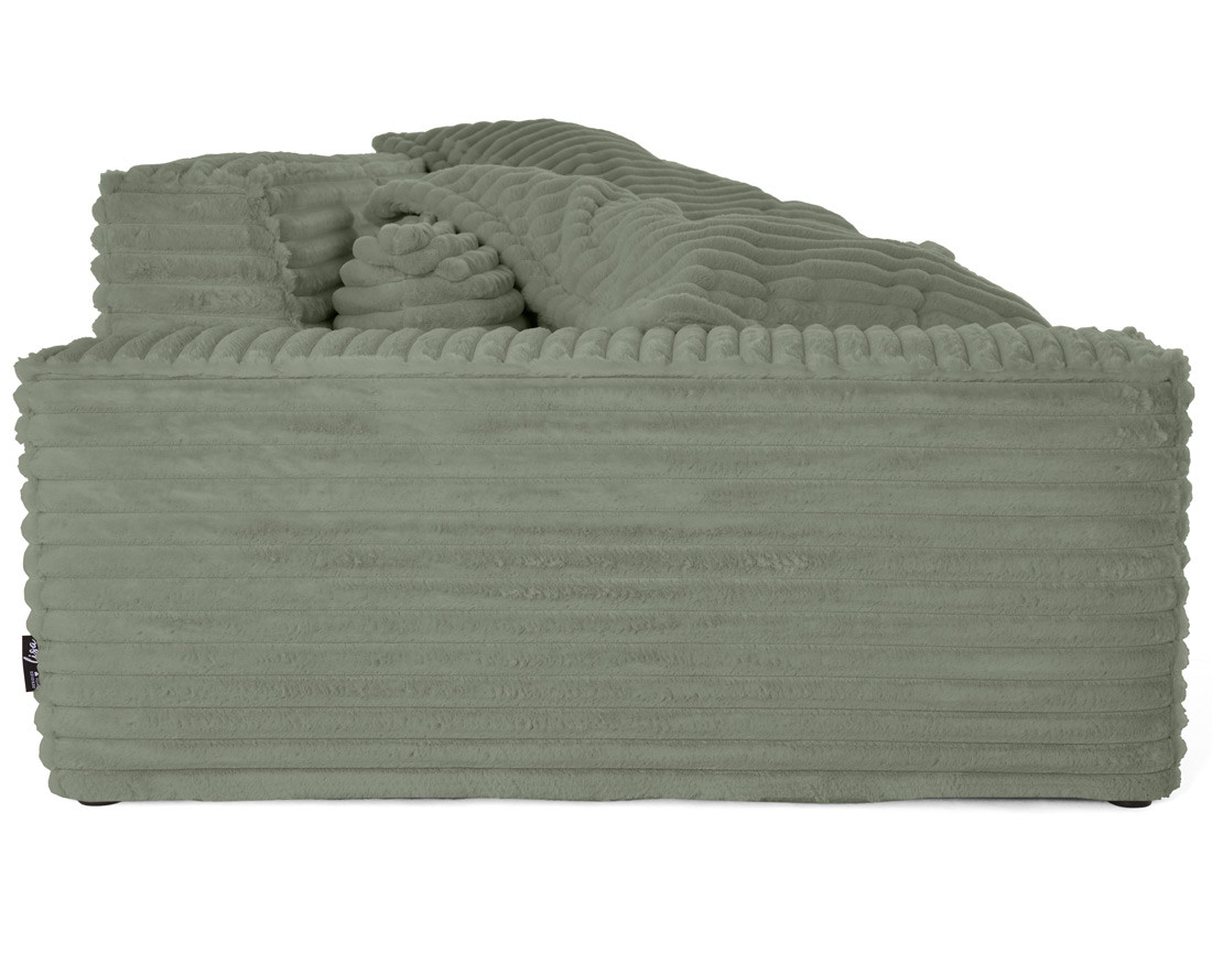 Canapé droit 3 places avec double méridienne en fausse fourrure côtelée Richie