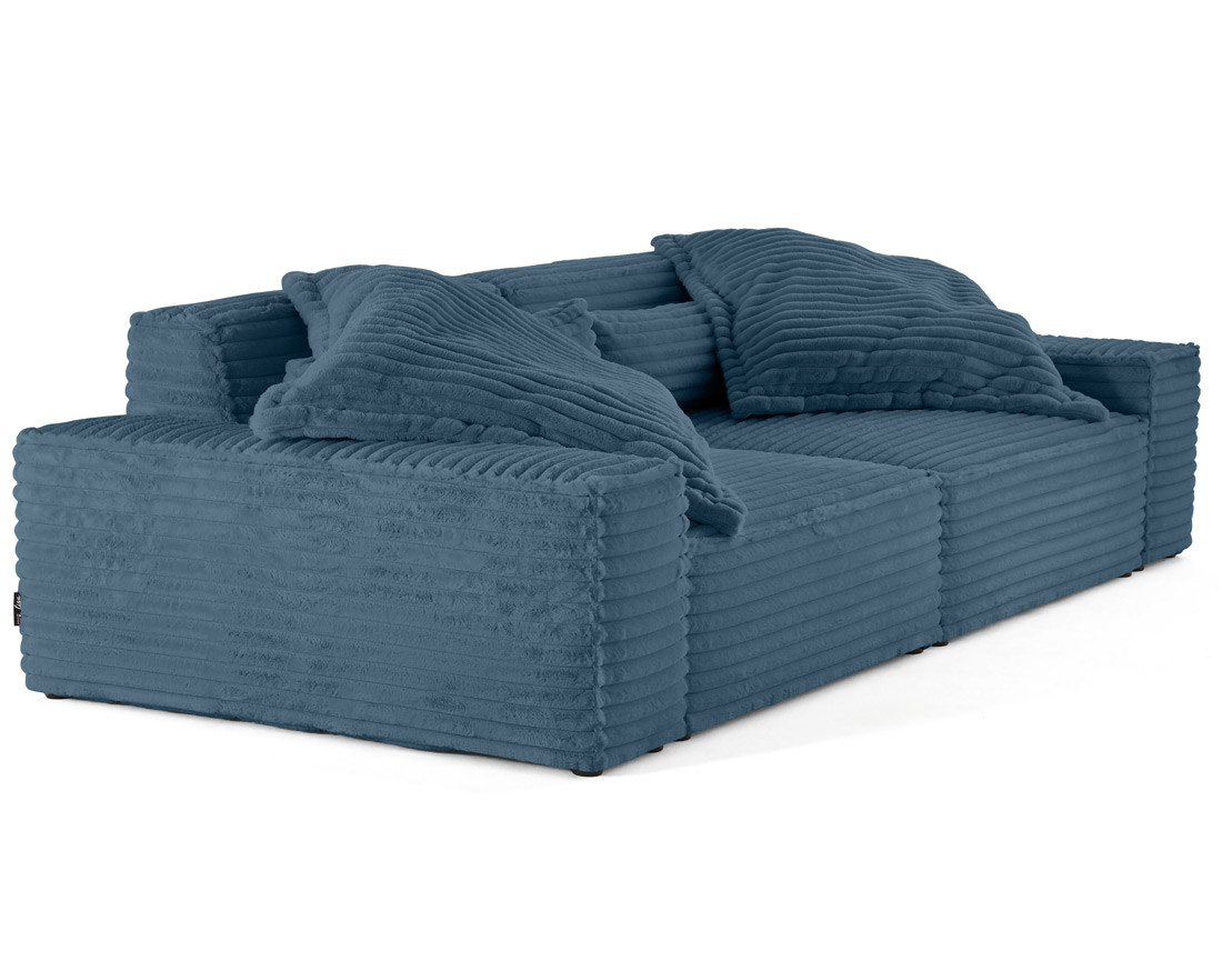 Canapé droit 3 places avec double méridienne en fausse fourrure côtelée Richie