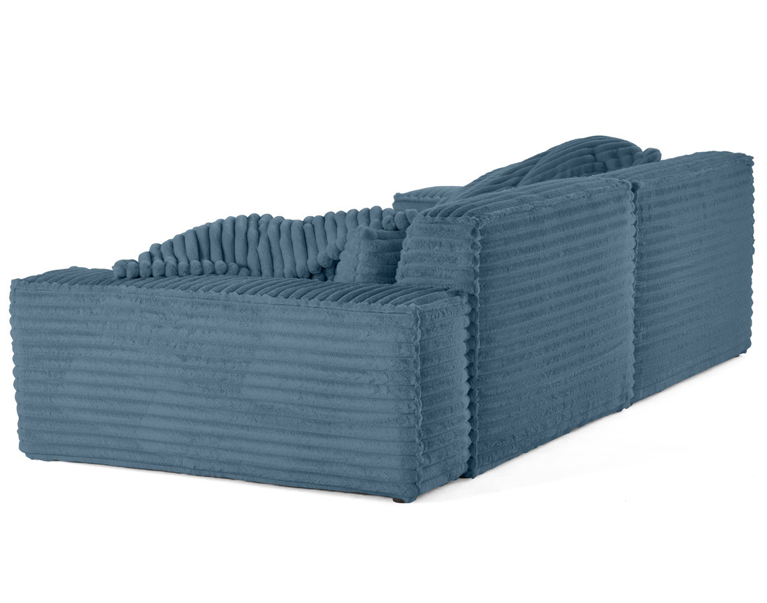 Canapé droit 3 places avec double méridienne en fausse fourrure côtelée Richie