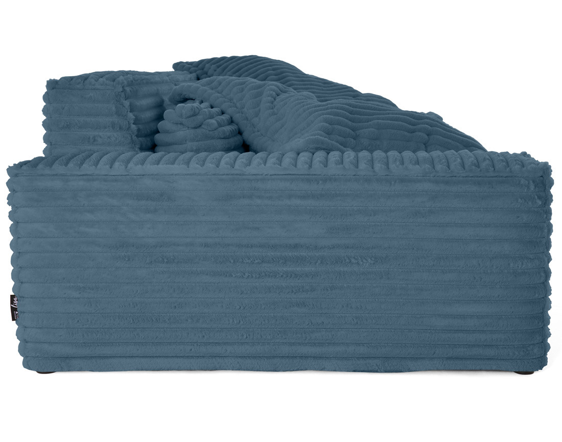 Canapé droit 3 places avec double méridienne en fausse fourrure côtelée Richie