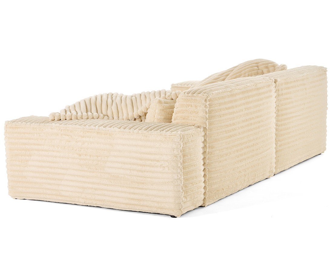 Canapé droit 3 places avec double méridienne en fausse fourrure côtelée Richie