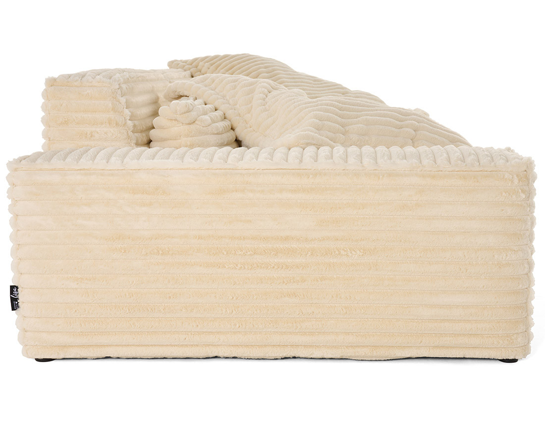 Canapé droit 3 places avec double méridienne en fausse fourrure côtelée Richie