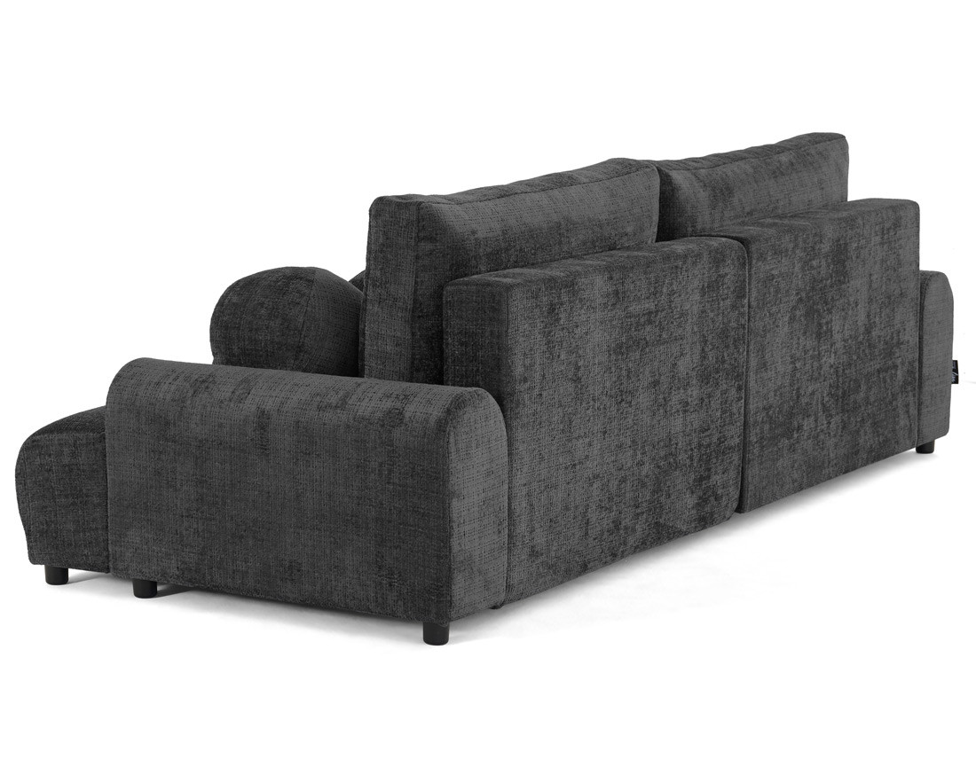 Canapé d'angle gauche 4 places convertible avec coffre en velours texturé Nelly