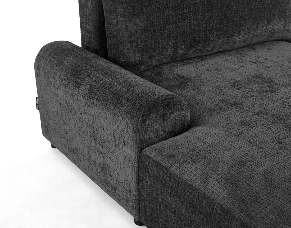 Canapé d'angle gauche 4 places convertible avec coffre en velours texturé Nelly