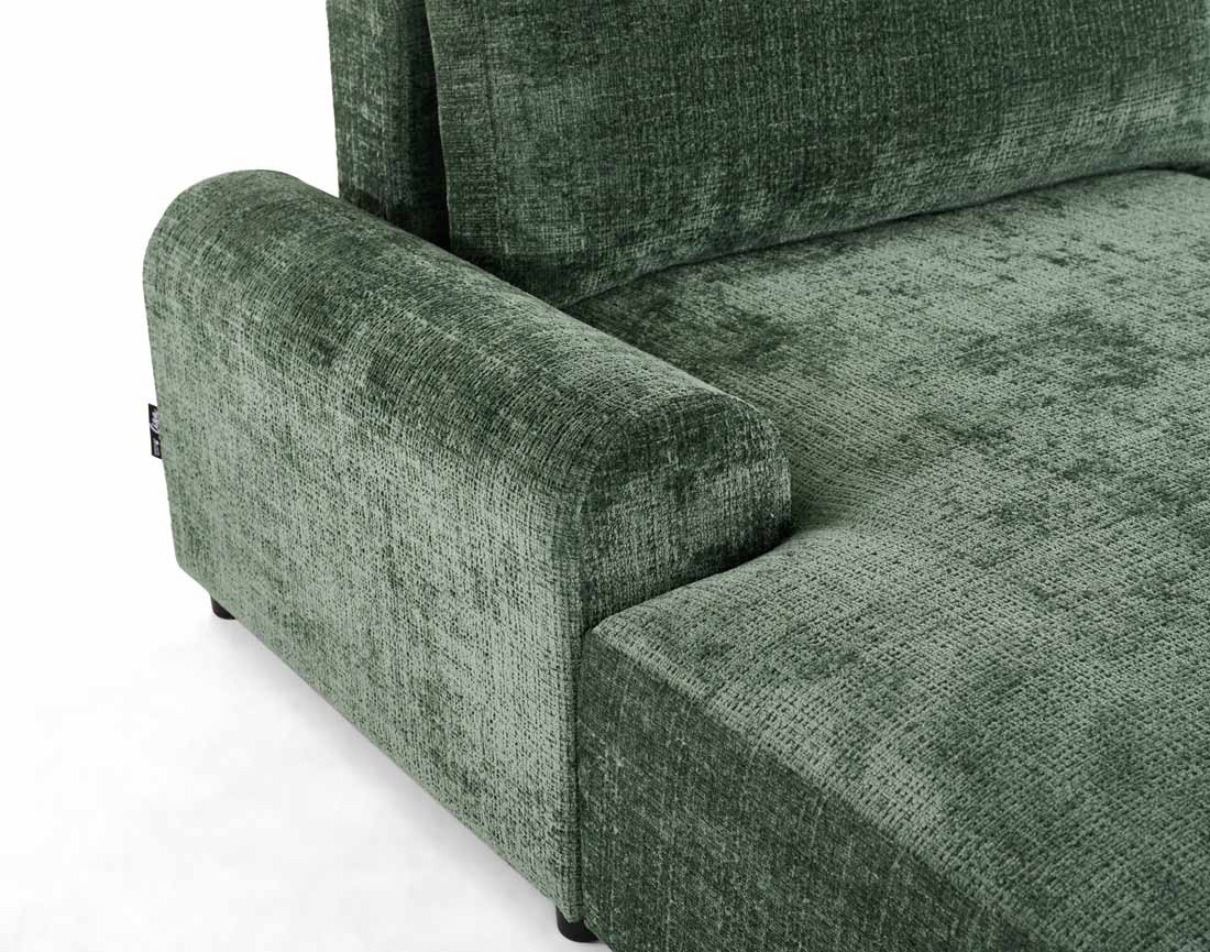 Canapé d'angle gauche 4 places convertible avec coffre en velours texturé Nelly