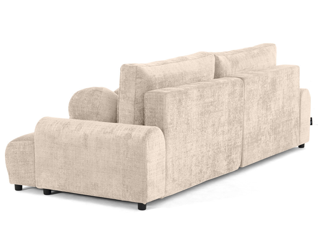 Canapé d'angle gauche 4 places convertible avec coffre en velours texturé Nelly