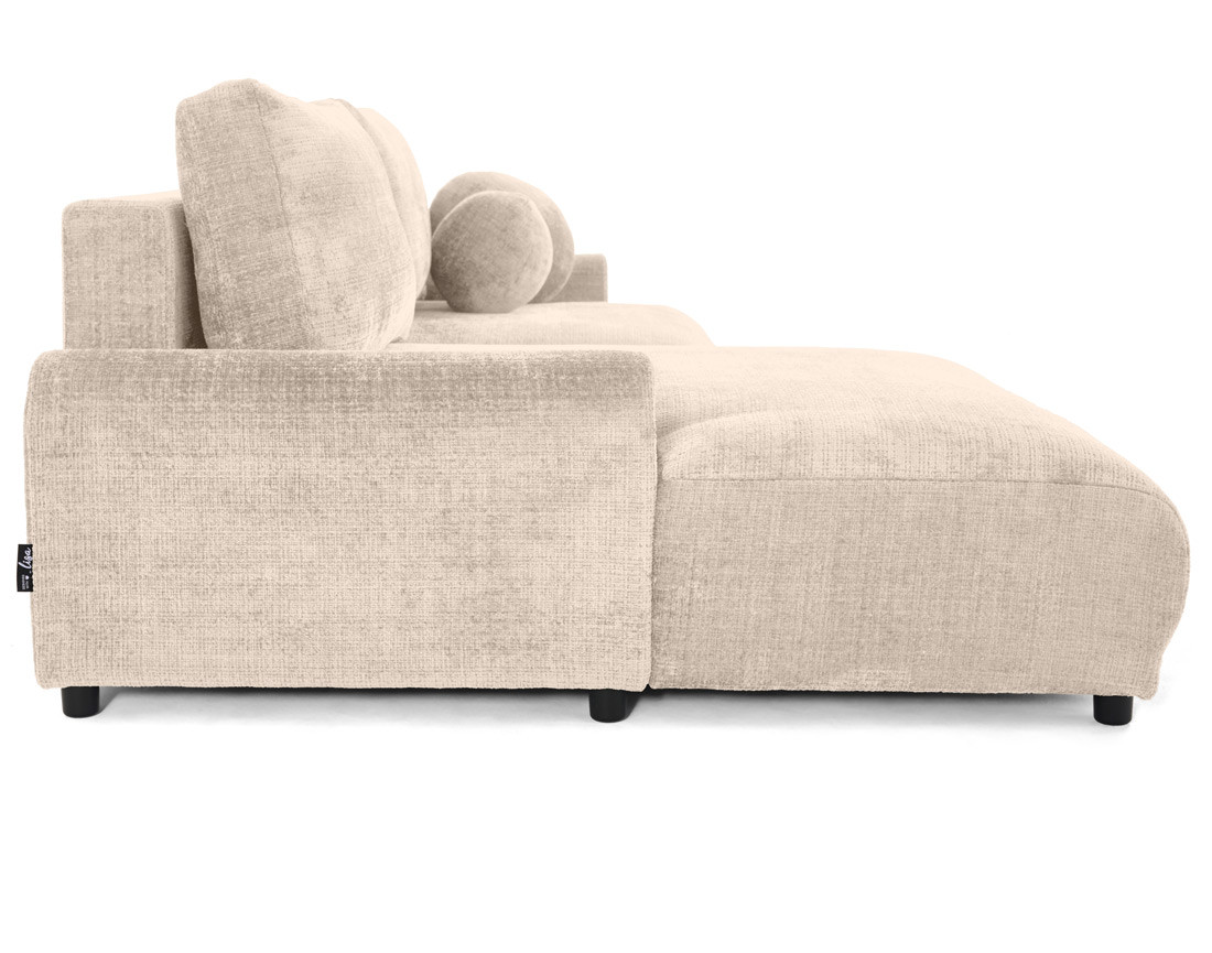 Canapé d'angle gauche 4 places convertible avec coffre en velours texturé Nelly