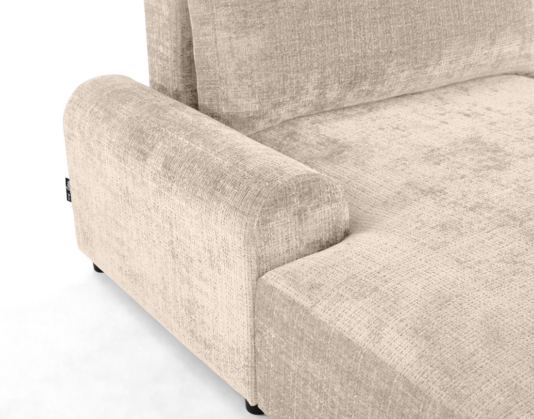 Canapé d'angle gauche 4 places convertible avec coffre en velours texturé Nelly