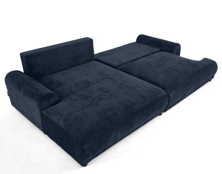 Canapé d'angle gauche 4 places convertible avec coffre en velours texturé Nelly