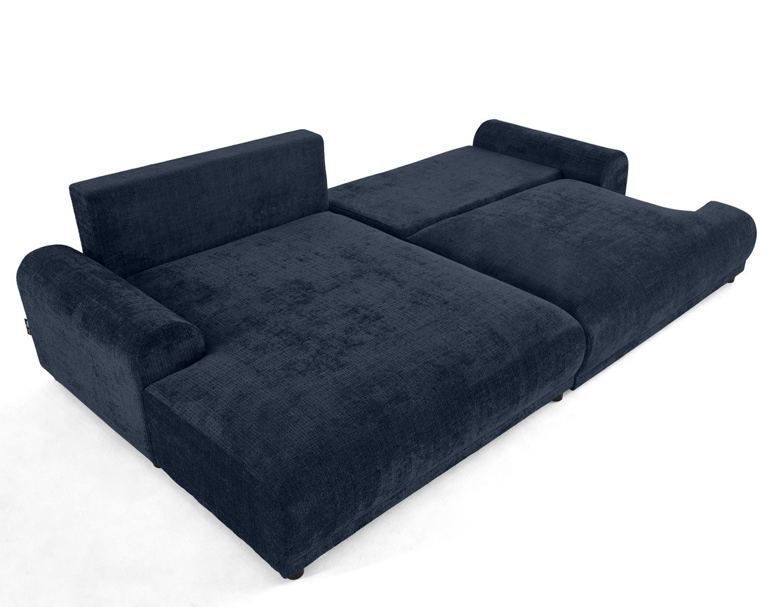 Canapé d'angle gauche 4 places convertible avec coffre en velours texturé Nelly