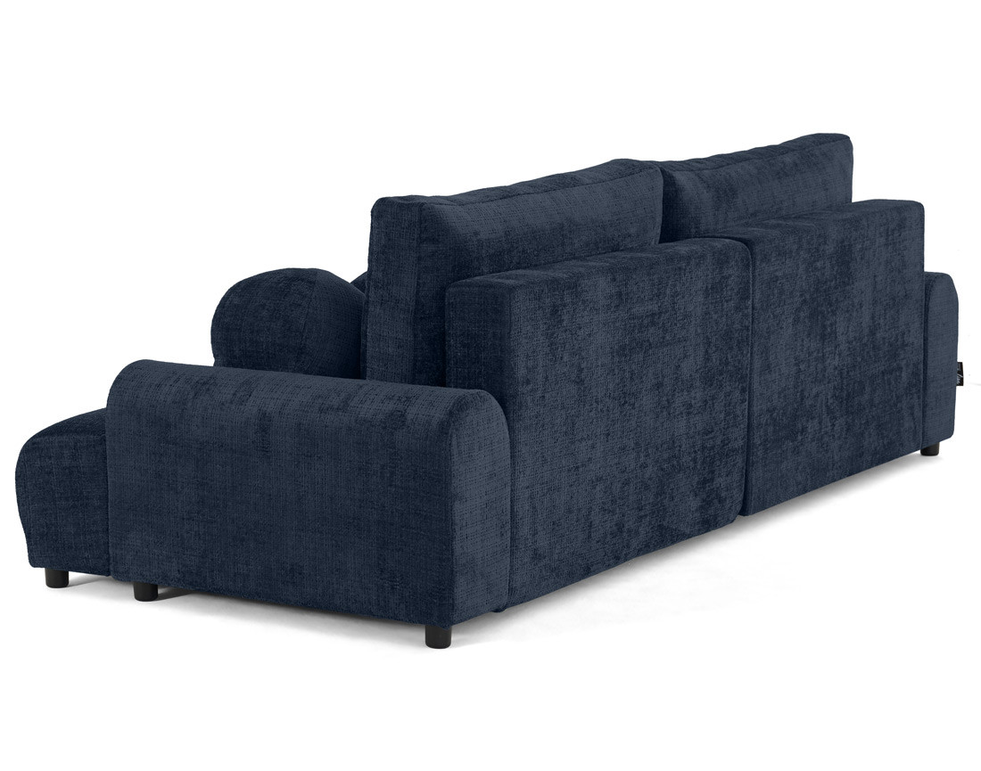 Canapé d'angle gauche 4 places convertible avec coffre en velours texturé Nelly