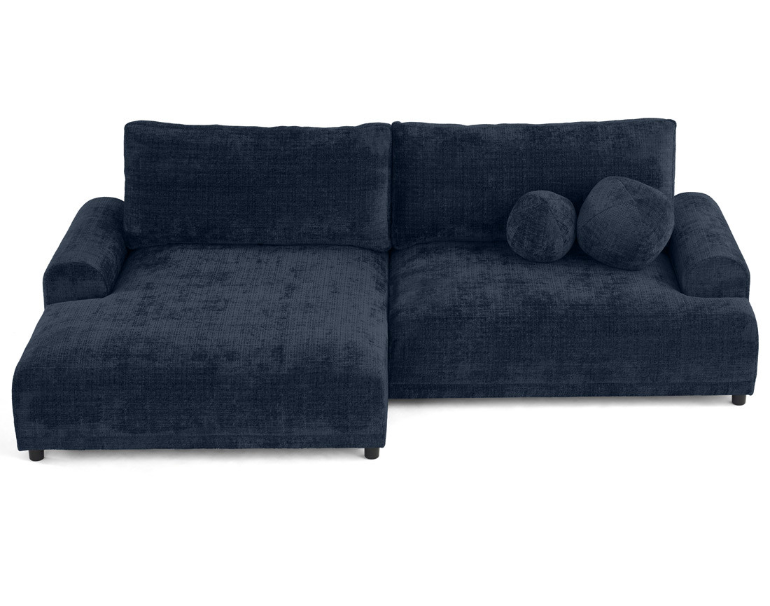 Canapé d'angle gauche 4 places convertible avec coffre en velours texturé Nelly