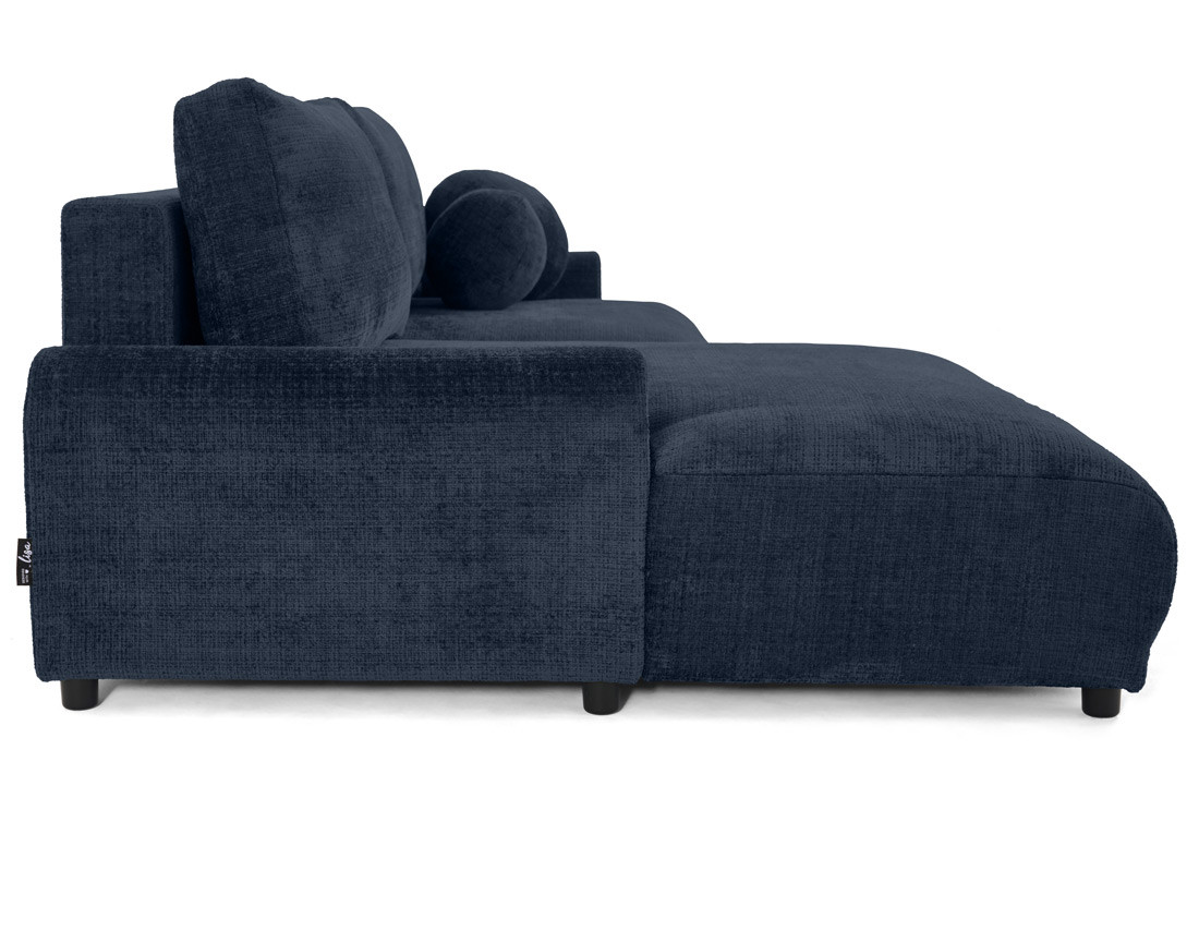 Canapé d'angle gauche 4 places convertible avec coffre en velours texturé Nelly