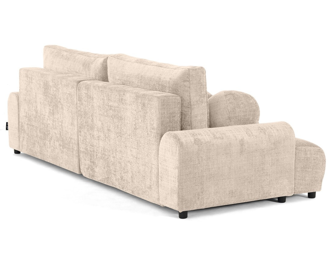 Canapé d'angle droit 4 places convertible avec coffre en velours texturé Nelly Canapé d'angle droit 4 places convertible avec coffre en velours texturé Nelly