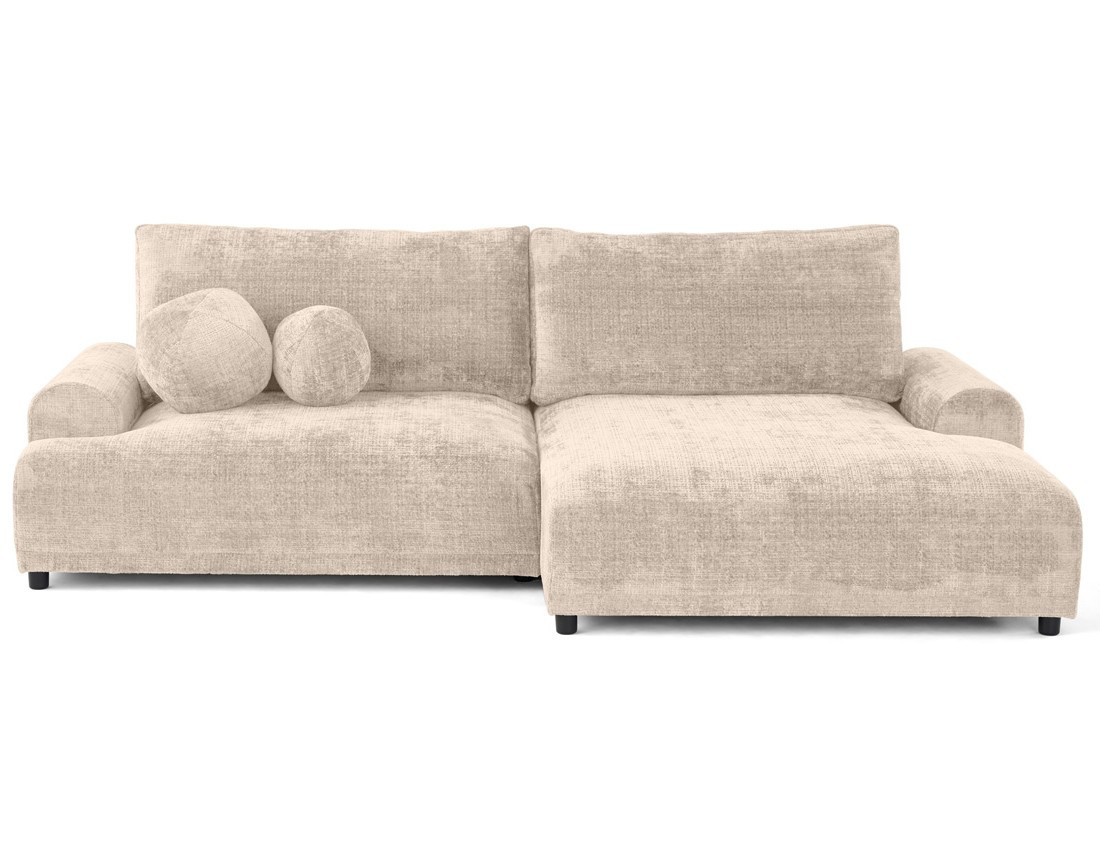 Canapé d'angle droit 4 places convertible avec coffre en velours texturé Nelly Canapé d'angle droit 4 places convertible avec coffre en velours texturé Nelly