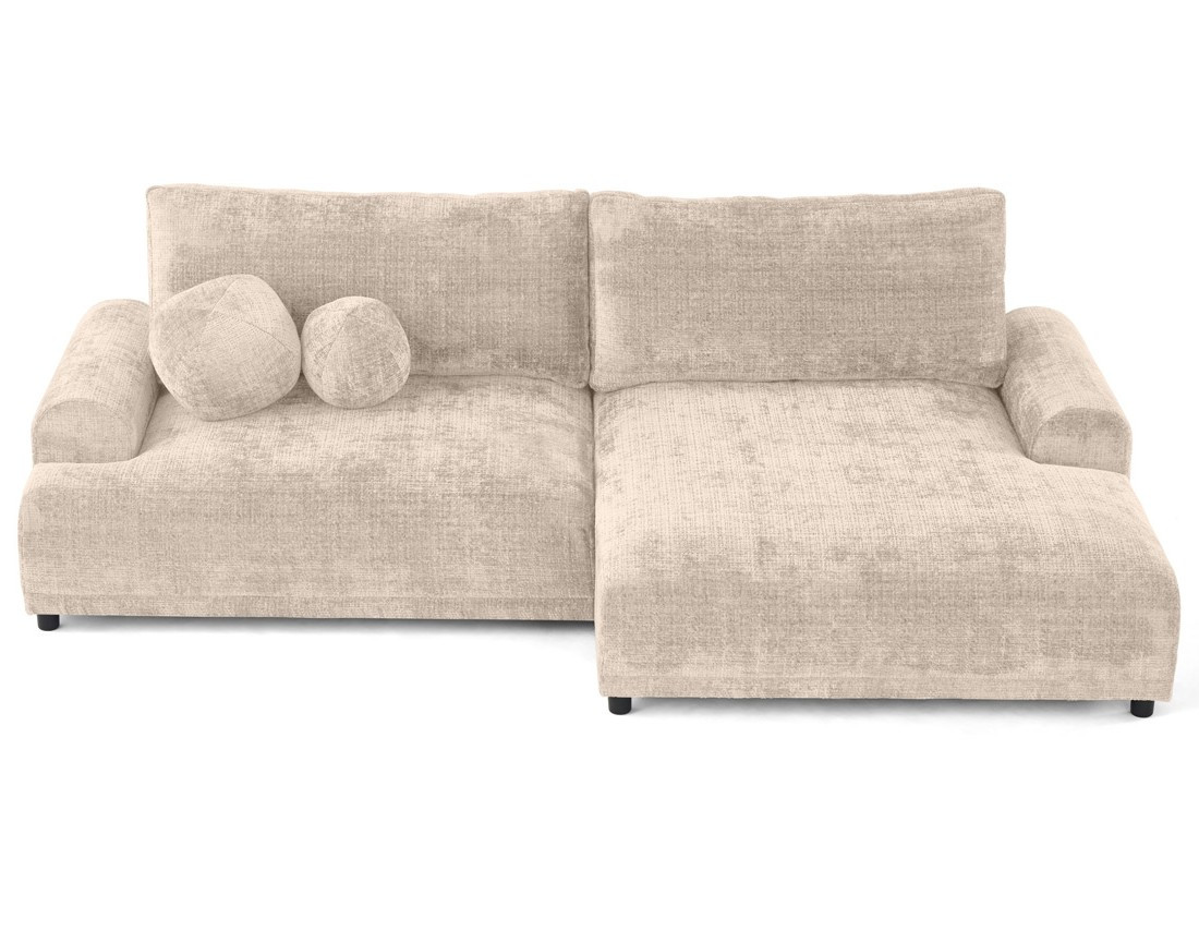 Canapé d'angle droit 4 places convertible avec coffre en velours texturé Nelly Canapé d'angle droit 4 places convertible avec coffre en velours texturé Nelly