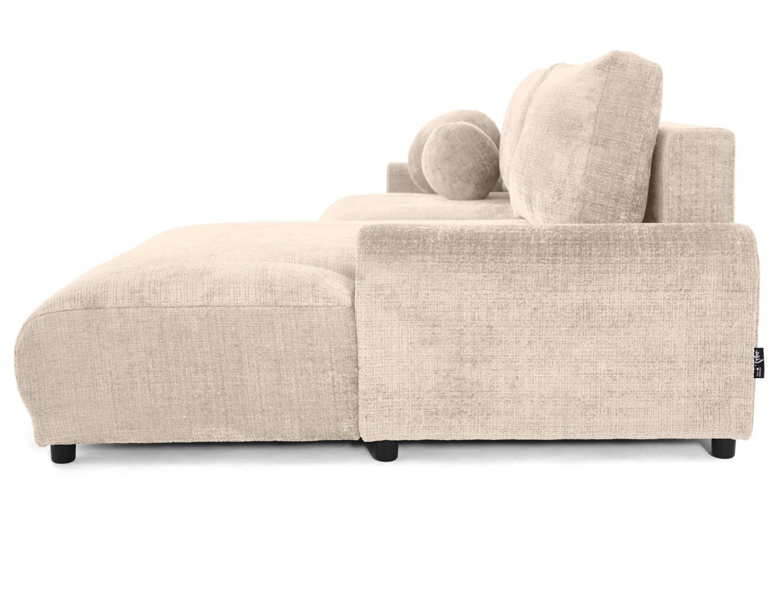 Canapé d'angle droit 4 places convertible avec coffre en velours texturé Nelly Canapé d'angle droit 4 places convertible avec coffre en velours texturé Nelly