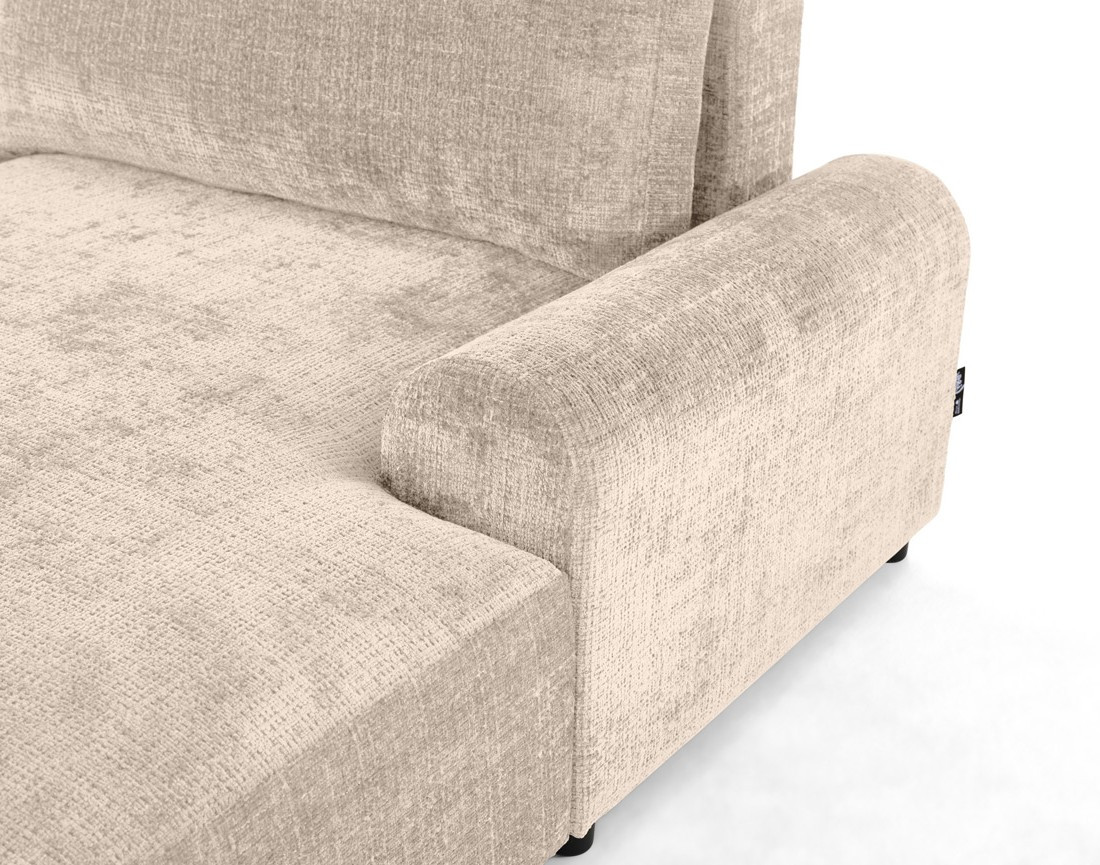 Canapé d'angle droit 4 places convertible avec coffre en velours texturé Nelly Canapé d'angle droit 4 places convertible avec coffre en velours texturé Nelly