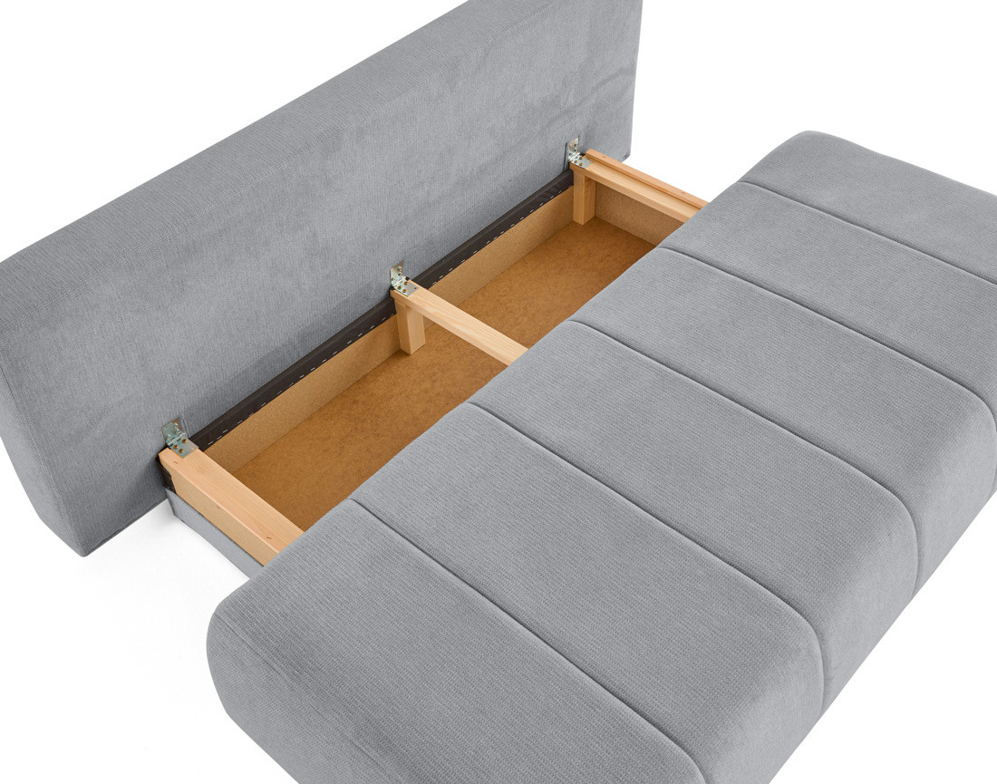Canapé droit 3 places convertible avec coffre en tissu texturé Harper Canapé droit 3 places convertible avec coffre en tissu texturé Harper