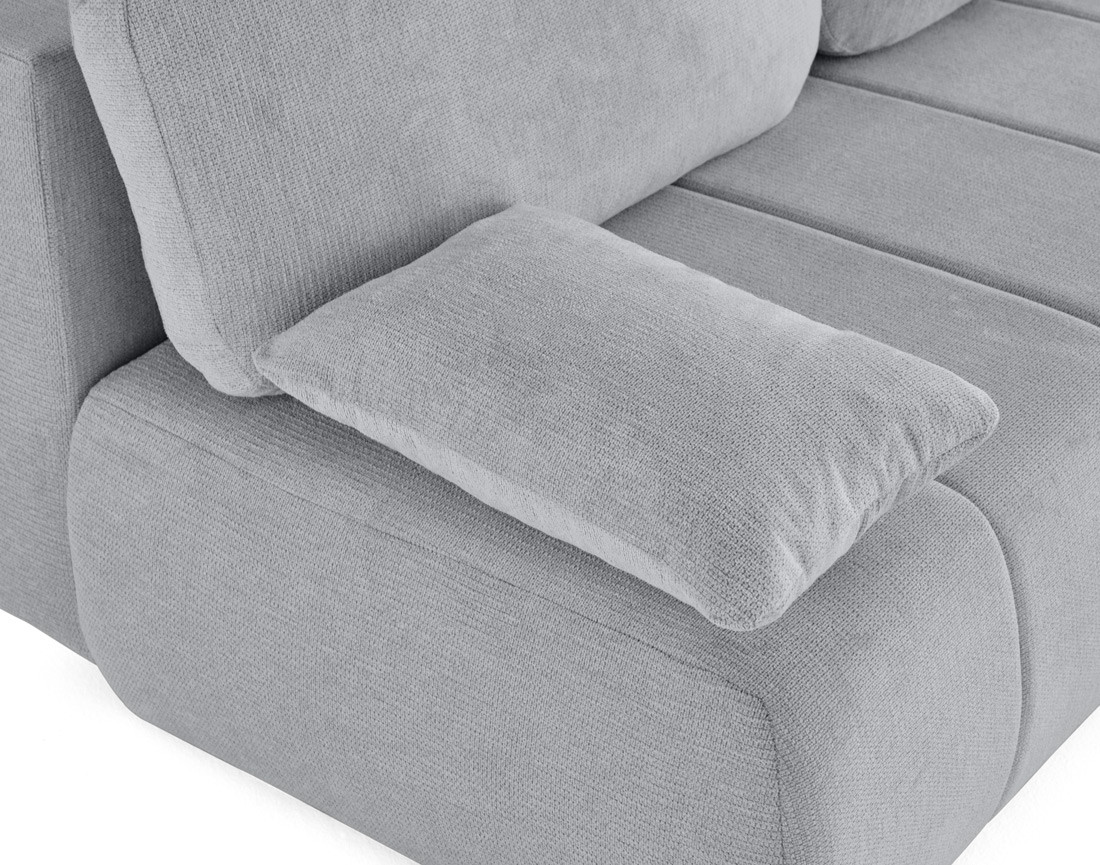 Canapé droit 3 places convertible avec coffre en tissu texturé Harper Canapé droit 3 places convertible avec coffre en tissu texturé Harper
