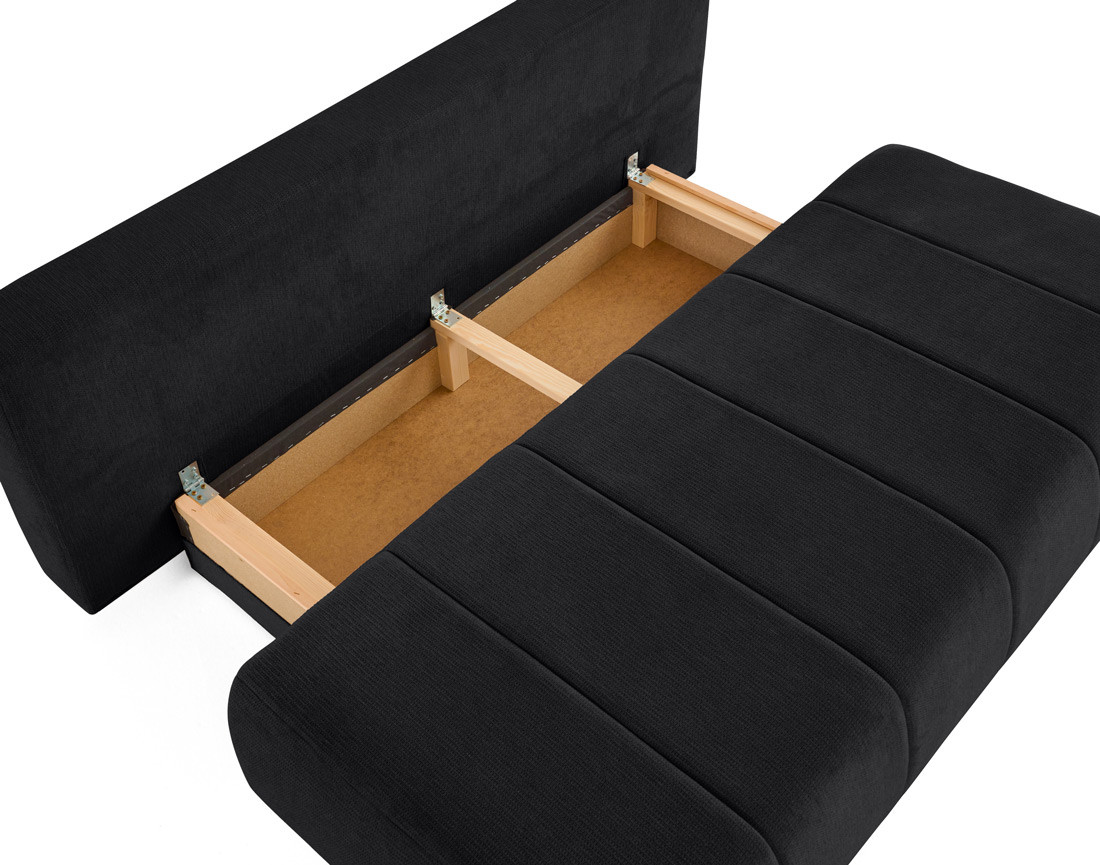 Canapé droit 3 places convertible avec coffre en tissu texturé Harper Canapé droit 3 places convertible avec coffre en tissu texturé Harper