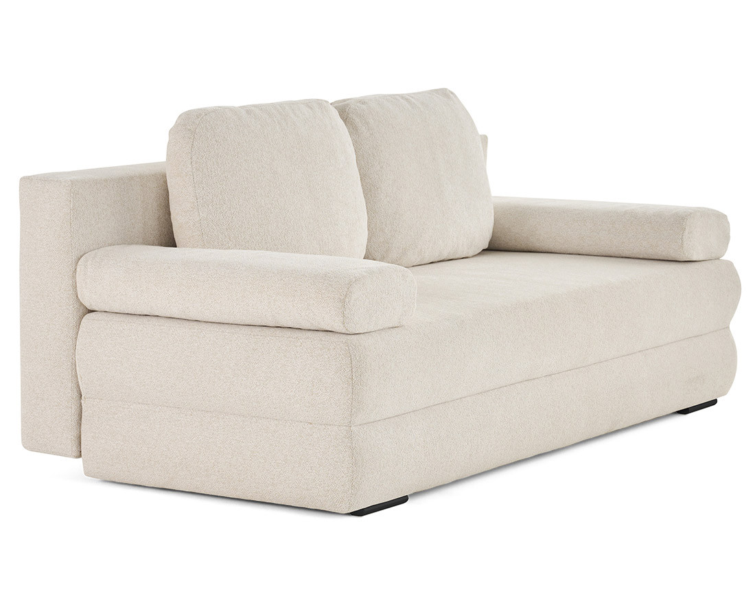 Canapé droit 3 places convertible avec coffre en tissu texturé Nora Canapé droit 3 places convertible avec coffre en tissu texturé Nora