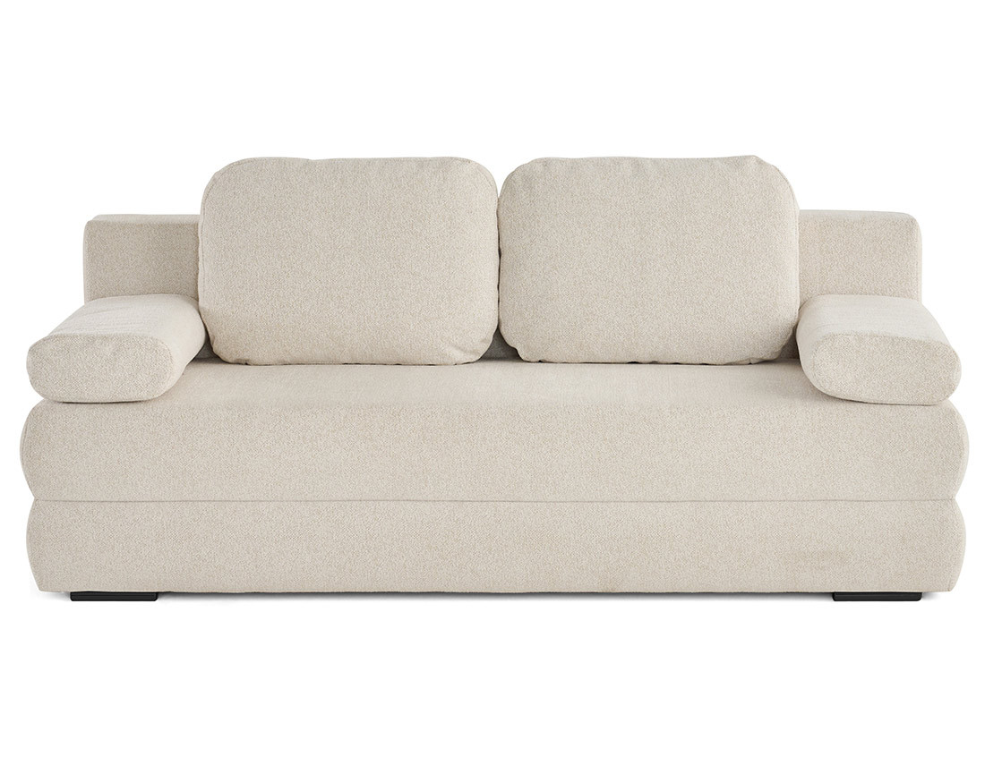 Canapé droit 3 places convertible avec coffre en tissu texturé Nora Canapé droit 3 places convertible avec coffre en tissu texturé Nora