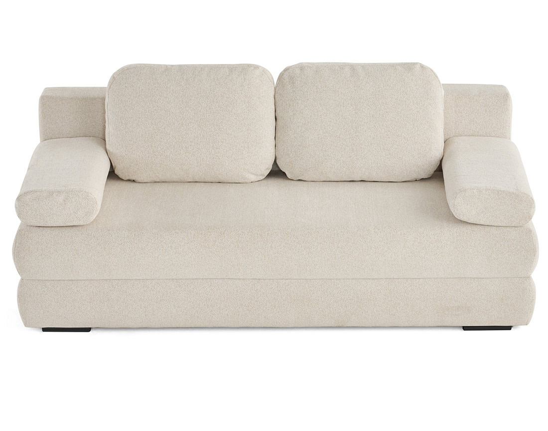 Canapé droit 3 places convertible avec coffre en tissu texturé Nora Canapé droit 3 places convertible avec coffre en tissu texturé Nora