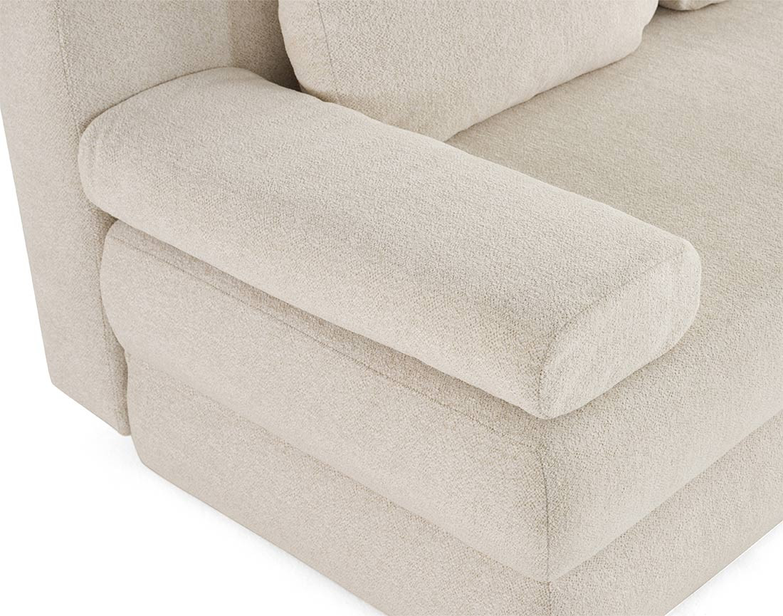 Canapé droit 3 places convertible avec coffre en tissu texturé Nora Canapé droit 3 places convertible avec coffre en tissu texturé Nora