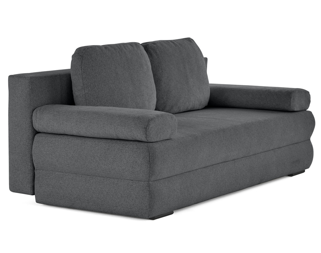 Canapé droit 3 places convertible avec coffre en tissu texturé Nora Canapé droit 3 places convertible avec coffre en tissu texturé Nora