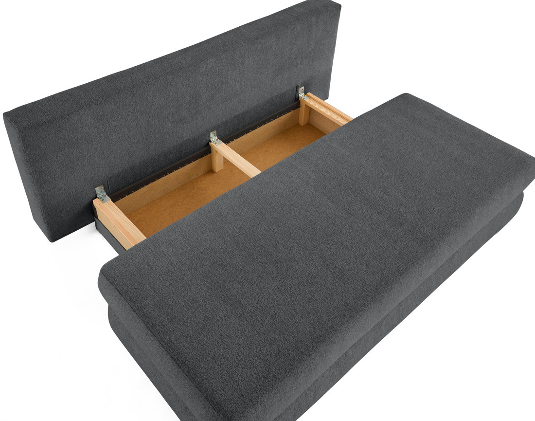 Canapé droit 3 places convertible avec coffre en tissu texturé Nora Canapé droit 3 places convertible avec coffre en tissu texturé Nora