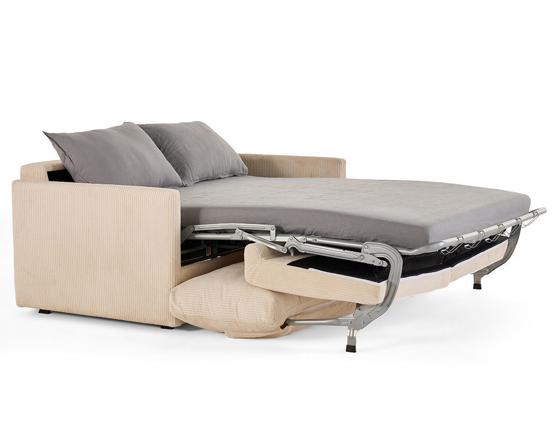 Canapé 3 places convertible couchage quotidien matelas 12 cm en velours côtelé Ottawa