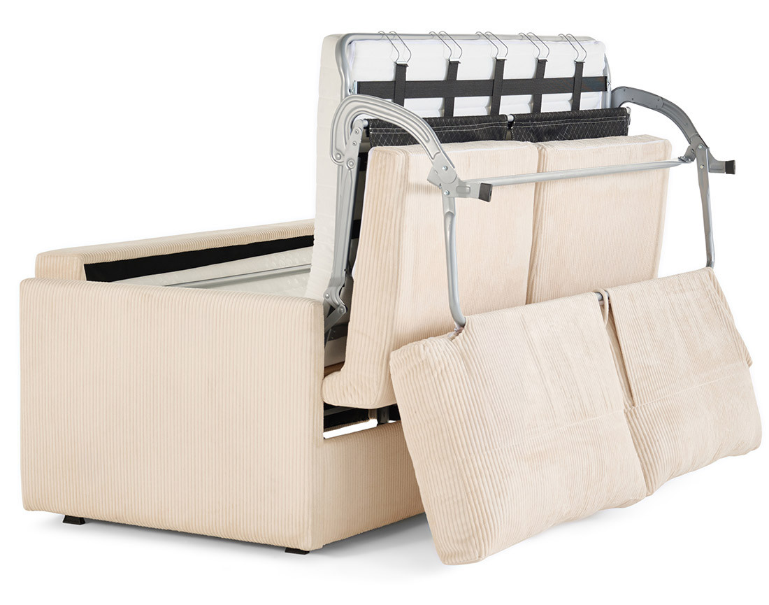 Canapé 3 places convertible couchage quotidien matelas 12 cm en velours côtelé Ottawa