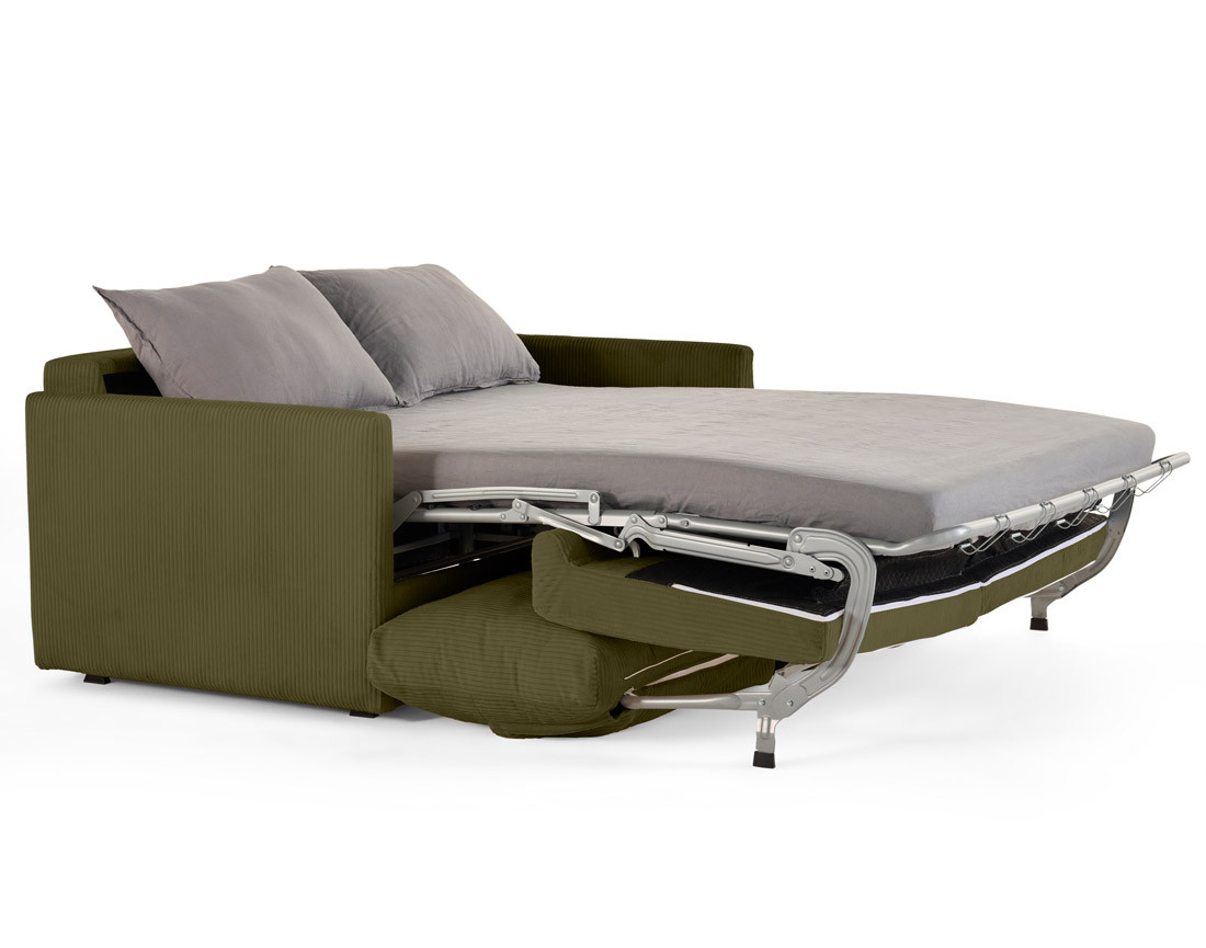Canapé lit 3 places convertible express quotidien en velours côtelé | Best Mobilier
