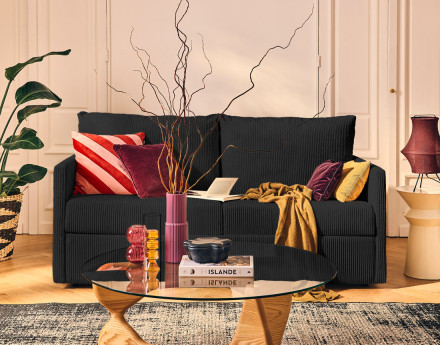 Canapé 3 places convertible express quotidien en velours côtelé Ottawa