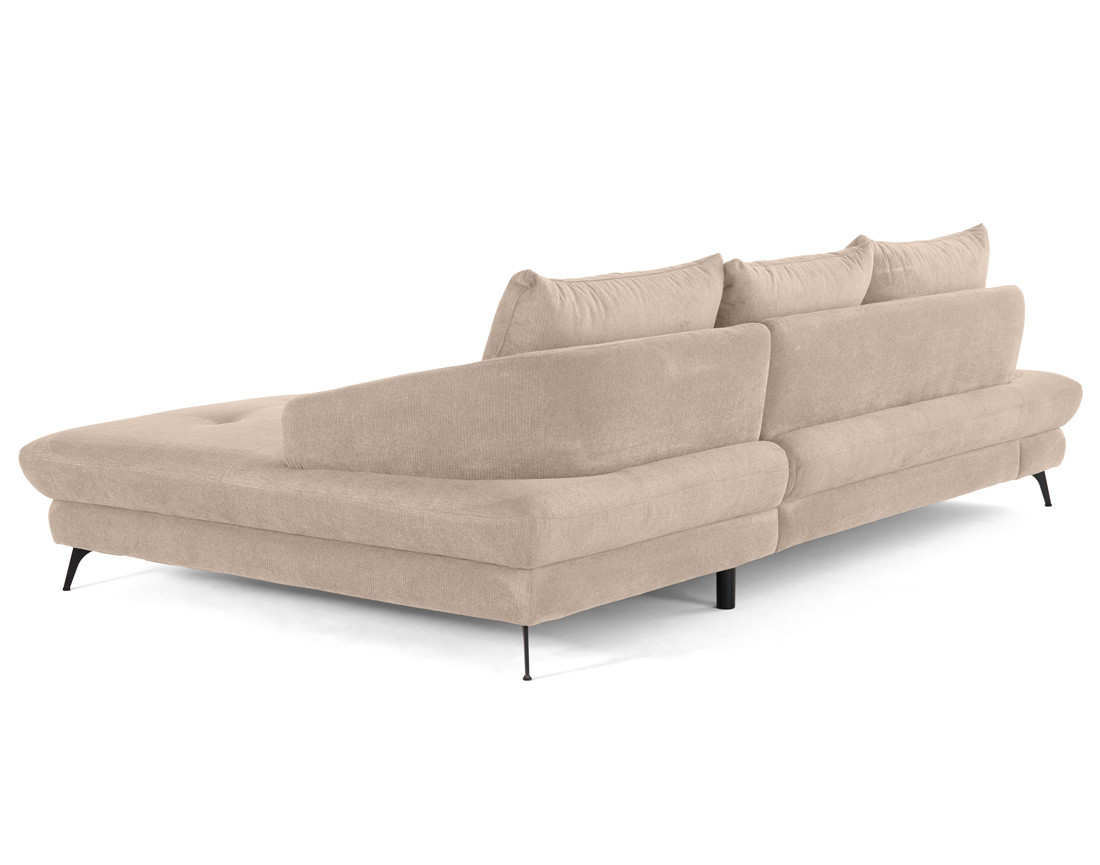 Canapé d'angle droit 4 places convertible avec coffre en tissu texturé Ninon Canapé d'angle droit 4 places convertible avec coffre en tissu texturé Ninon