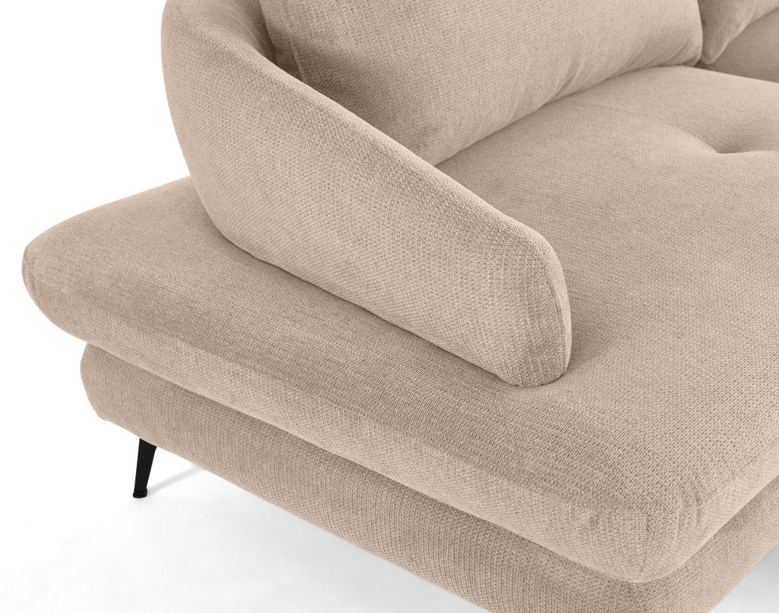 Canapé d'angle droit 4 places convertible avec coffre en tissu texturé Ninon Canapé d'angle droit 4 places convertible avec coffre en tissu texturé Ninon