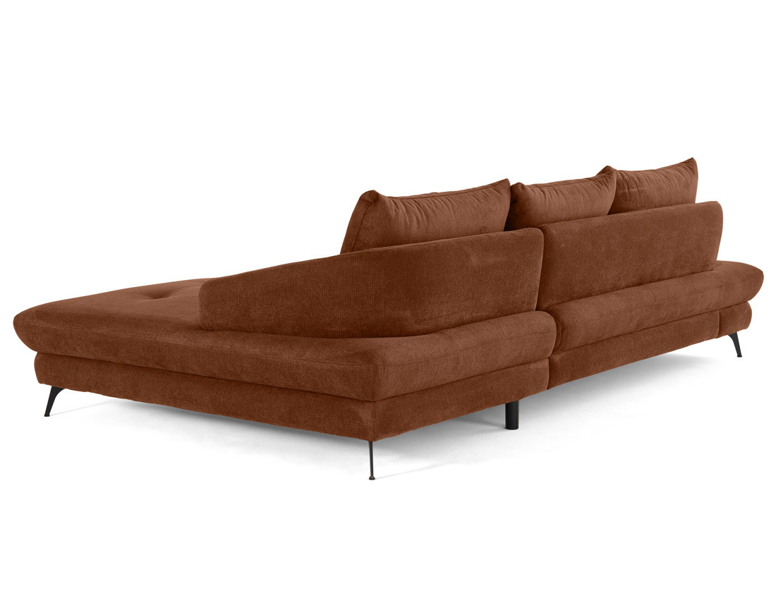 Canapé d'angle droit 4 places convertible avec coffre en tissu texturé Ninon