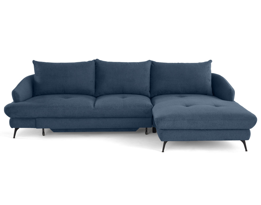 Canapé d'angle droit 4 places convertible avec coffre en tissu texturé Ninon