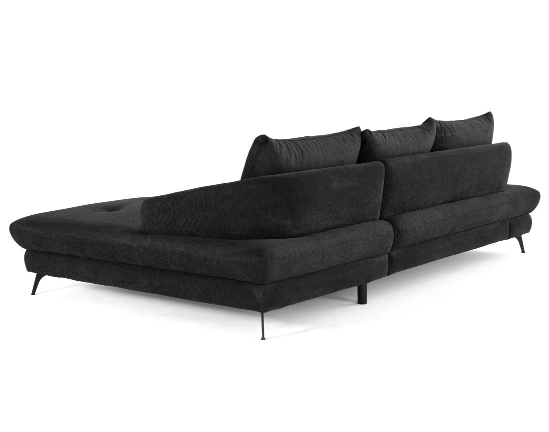 Canapé d'angle droit 4 places convertible avec coffre en tissu texturé Ninon Canapé d'angle droit 4 places convertible avec coffre en tissu texturé Ninon