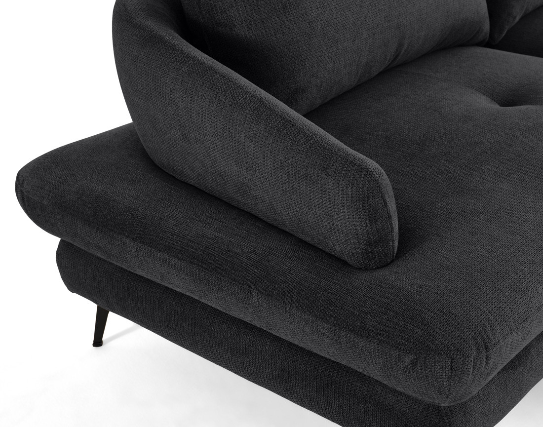 Canapé d'angle droit 4 places convertible avec coffre en tissu texturé Ninon Canapé d'angle droit 4 places convertible avec coffre en tissu texturé Ninon