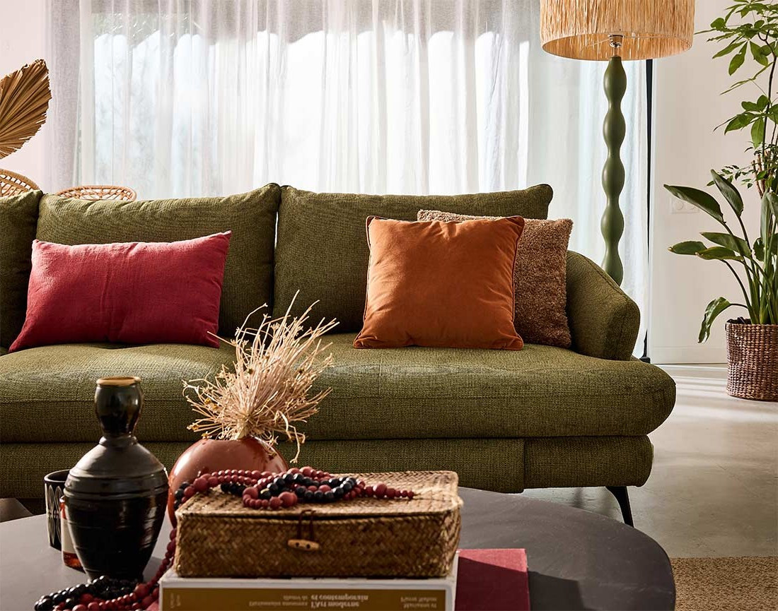 Canapé d'angle gauche 4 places convertible avec coffre en tissu texturé Ninon