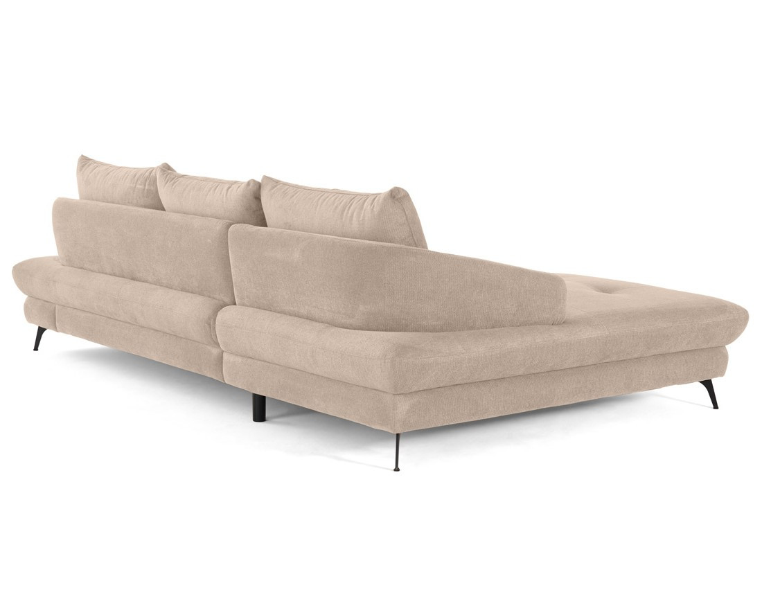 Canapé d'angle gauche 4 places convertible avec coffre en tissu texturé Ninon Canapé d'angle gauche 4 places convertible avec coffre en tissu texturé Ninon