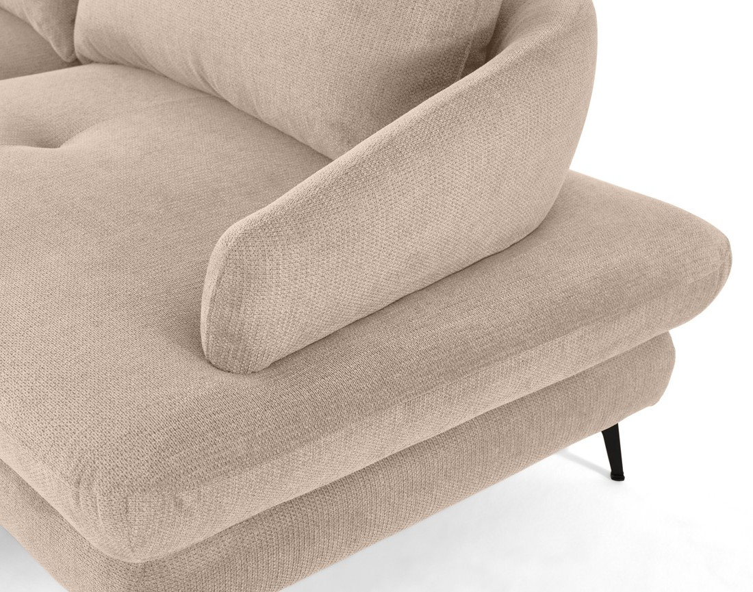 Canapé d'angle gauche 4 places convertible avec coffre en tissu texturé Ninon Canapé d'angle gauche 4 places convertible avec coffre en tissu texturé Ninon