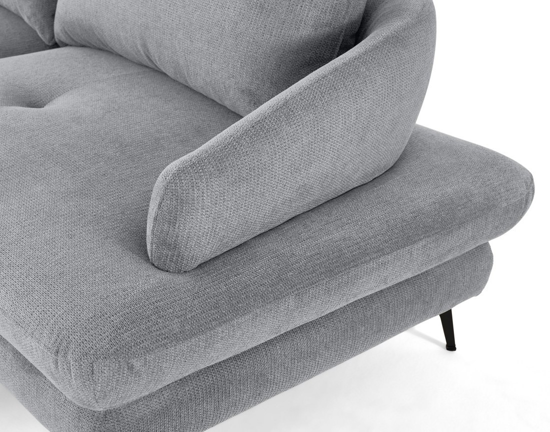 Canapé d'angle gauche 4 places convertible avec coffre en tissu texturé Ninon Canapé d'angle gauche 4 places convertible avec coffre en tissu texturé Ninon
