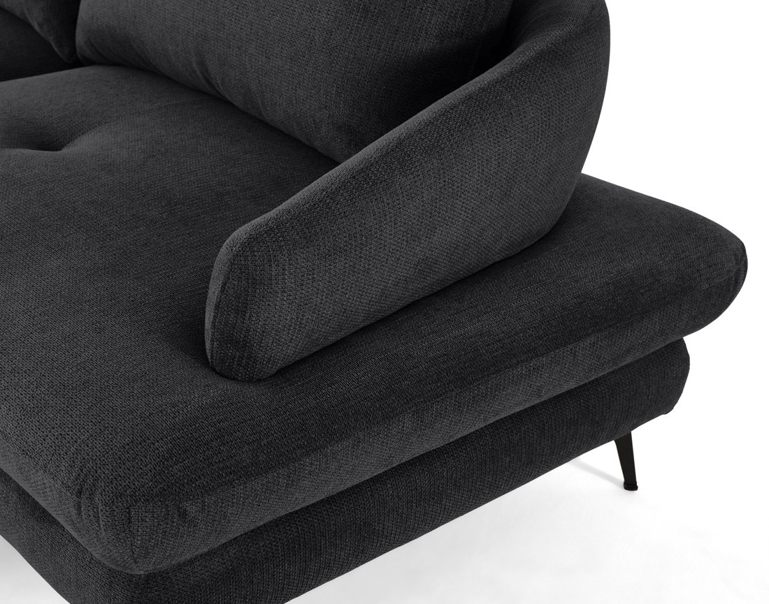 Canapé d'angle gauche 4 places convertible avec coffre en tissu texturé Ninon Canapé d'angle gauche 4 places convertible avec coffre en tissu texturé Ninon