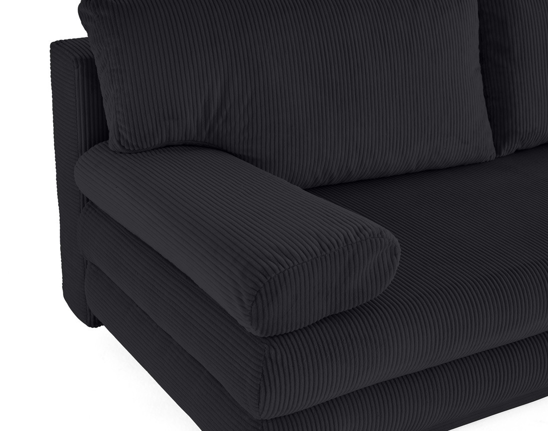 Canapé droit 3 places convertible avec coffre en velours côtelé Elton Canapé droit 3 places convertible avec coffre en velours côtelé Elton